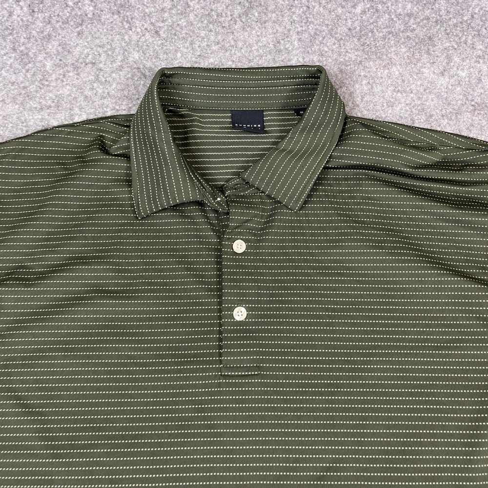 Dunning Performance Golf Polo Shirt Mens XL Olive Green Micro Stripe